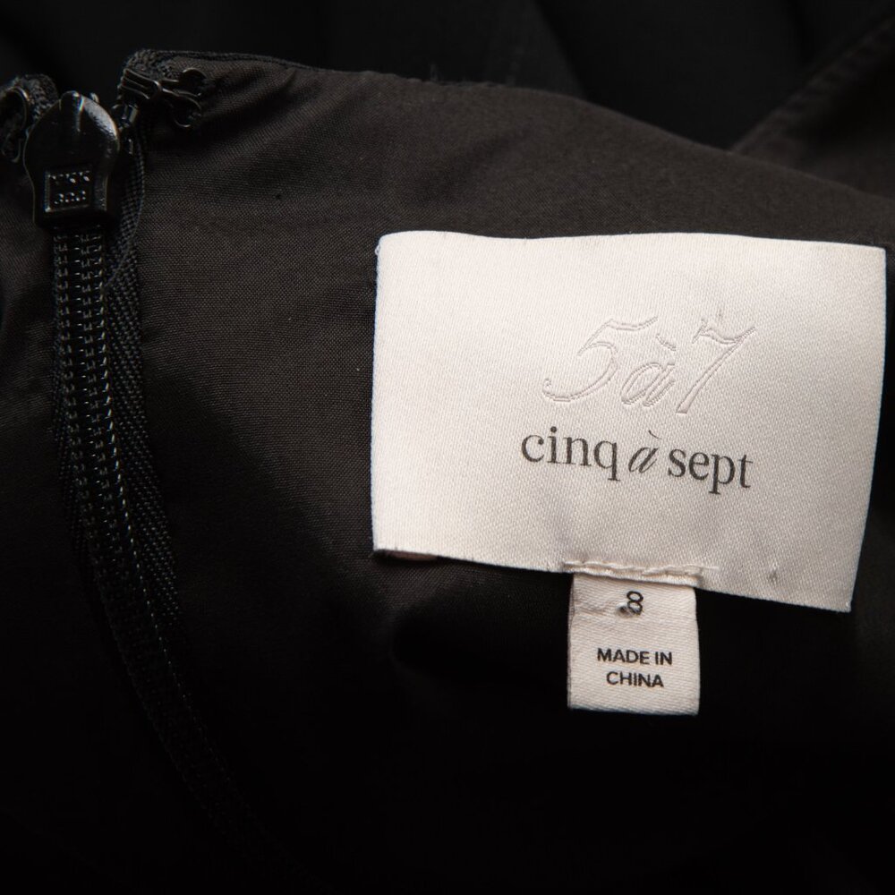 Cinq a Sept Vanessa Dress Midi Flounce Hem Cocktail Evening Black Size 8 - Picture 3 of 7